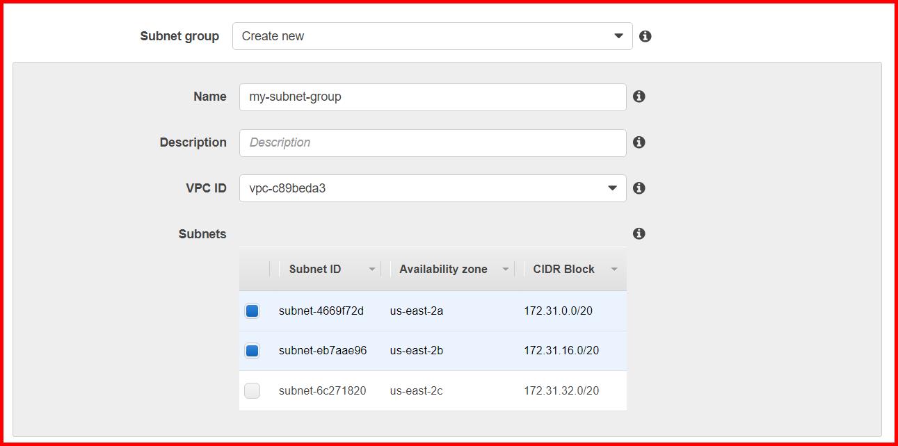 Picture showing selecting the subnet